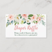Blush Pink Floral Baby shower Diaper Raffle Kaarte Plaatskaartje (Voorkant)