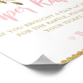 Blush Pink Floral Baby shower Diaper Raffle Sign Poster (Hoek)