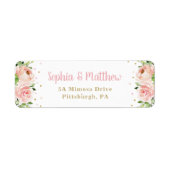 Blush Pink Floral Baby shower Girl Bridal Weddensc Etiket (Voorkant)