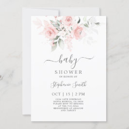 Blush Pink Floral Baby shower Girl Invitation Kaart