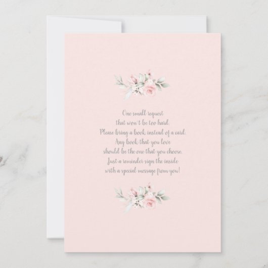 Blush Pink Floral Baby shower Girl Invitation Kaart (Achterkant)