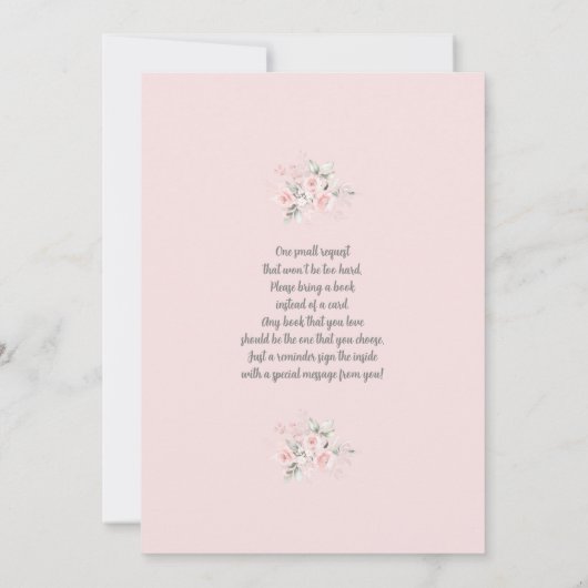 Blush Pink Floral Baby shower Girl Invitation Kaart (Achterkant)