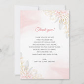 Blush Pink Floral Baby shower Hartelijk dank Bedankkaart (Voorkant)