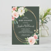 Blush Pink Floral Baby shower Kaart (Staand voorkant)