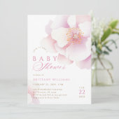 Blush Pink Floral Baby shower Kaart (Staand voorkant)