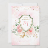 Blush Pink Floral Baby shower Kaart (Achterkant)