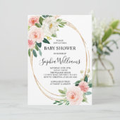 Blush Pink Floral Baby shower Kaart (Staand voorkant)
