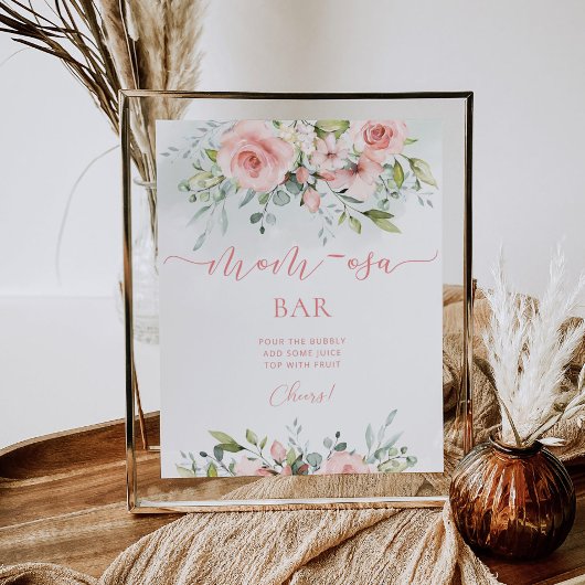 Blush Pink Floral baby shower Mam-osa barteken Poster