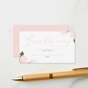 Blush Pink Floral Baby shower Raad hoeveel Informatiekaartje