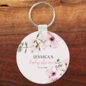 Blush Pink Floral Baby shower Sleutelhanger (Voorkant)