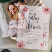  Blush Pink Floral Baby shower Vellum Uitnodigingen