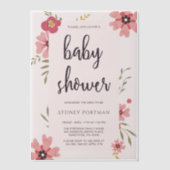  Blush Pink Floral Baby shower Vellum Uitnodigingen (Voorkant)