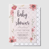  Blush Pink Floral Baby shower Vellum Uitnodigingen (Offset (Uitnodiging))