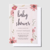  Blush Pink Floral Baby shower Vellum Uitnodigingen (Offset)