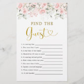 Blush Pink Floral Baby shower Vind de gast (Voorkant)