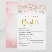 Blush Pink Floral Baby shower Vind de gast (Voorkant / Achterkant)