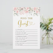 Blush Pink Floral Baby shower Vind de gast (Staand voorkant)