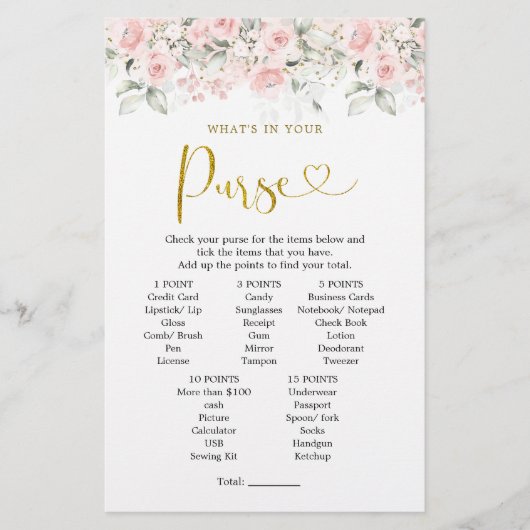 Blush Pink Floral Baby shower Wat in je tas (Voorkant)