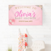 Blush Pink Floral Baby Shower Welcome Banner (Insitu)