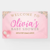 Blush Pink Floral Baby Shower Welcome Banner (Horizontaal)