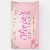 Blush Pink Floral Baby Shower Welcome Banner (Verticaal)