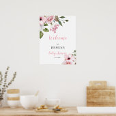 Blush Pink Floral Baby shower Welcome Sign Poster (Keuken)