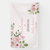 Blush Pink Floral Baby shower Welkom, Poster Spandoek (Verticaal)
