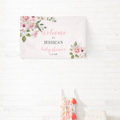 Blush Pink Floral Baby shower Welkom, Poster Spandoek (Insitu)