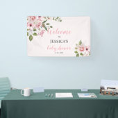 Blush Pink Floral Baby shower Welkom, Poster Spandoek (Beurs)