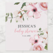 Blush Pink Floral Baby shower Wijn Etiket (Enkel label)