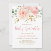Blush Pink Floral Baby Sprinkle Invitation Kaart (Voorkant)