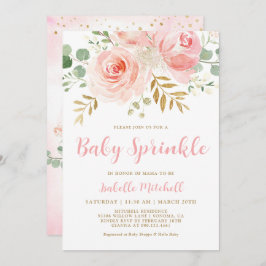 Blush Pink Floral Baby Sprinkle Invitation Kaart