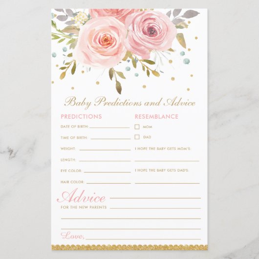 Blush Pink Floral Baby Voordicties en advies (Voorkant)