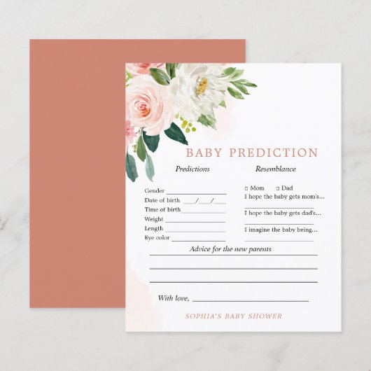 Blush Pink Floral Baby Voorspellingen & Advies spe (Voorkant / Achterkant)