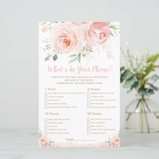 Blush Pink Floral Baby Wat zit er in je telefoonsp (Staand voorkant)