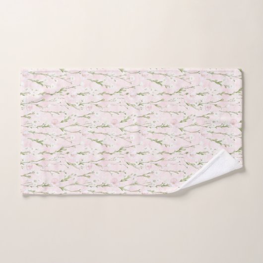 Blush Pink Floral Bad Handdoek (Handdoek)