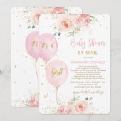 Blush Pink Floral Balloons Goud Baby shower van Ma Kaart (Voorkant / Achterkant)