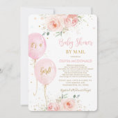 Blush Pink Floral Balloons Goud Baby shower van Ma Kaart (Voorkant)