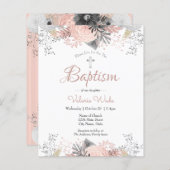 Blush Pink Floral Baptism budget uitnodigingen (Voorkant / Achterkant)