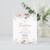 Blush Pink Floral Baptism budget uitnodigingen (Staand voorkant)