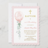 Blush Pink Floral Baptisme and First Birthday in Kaart (Voorkant)