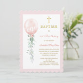 Blush Pink Floral Baptisme and First Birthday in Kaart (Staand voorkant)