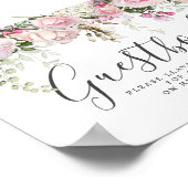 Blush Pink Floral Baptisme Guestbook Sign. Poster (Hoek)