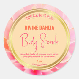 Blush Pink Floral beige Gold Lijst Productlabel Ronde Sticker