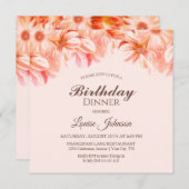 Blush Pink Floral Birthday Dinner Party Kaart (Voorkant / Achterkant)
