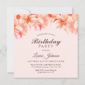 Blush Pink Floral Birthday Party Kaart (Voorkant)