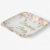 Blush Pink Floral Birthday Party Papieren Bordje (Gebogen)