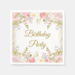 Blush Pink Floral Birthday Party Servet