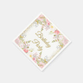 Blush Pink Floral Birthday Party Servet (Hoek)