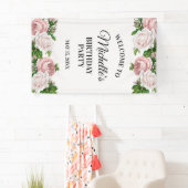 Blush Pink  Floral Birthday Party Welkom Spandoek (Insitu)